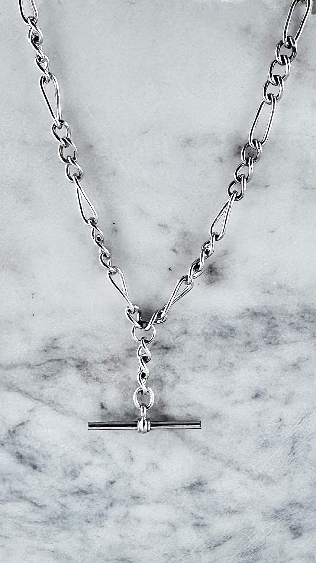 Handmade Sterling Silver Figaro Fob Chain