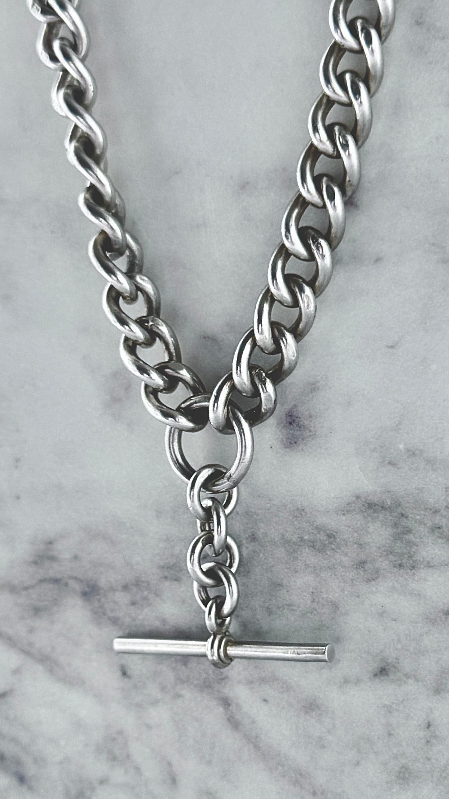 Substantial Vintage Sterling Silver Fob Chain
