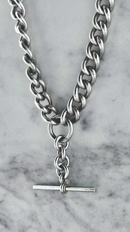 Substantial Vintage Sterling Silver Fob Chain