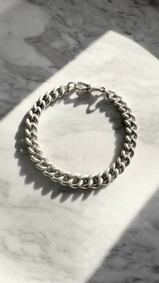 Vintage Curb Link Sterling Silver Fob Bracelet - No.1