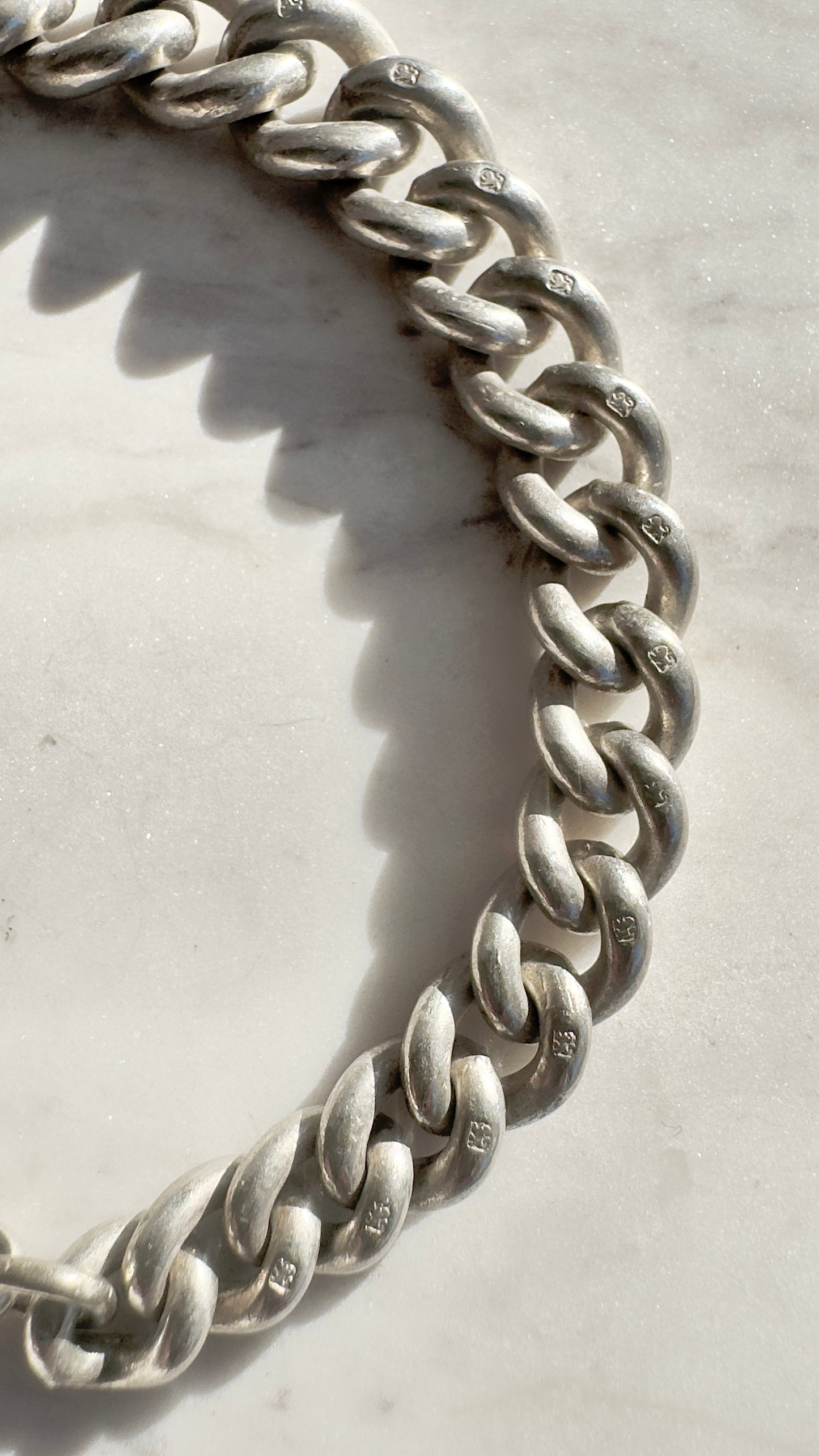 Vintage Curb Link Sterling Silver Fob Bracelet - No.1
