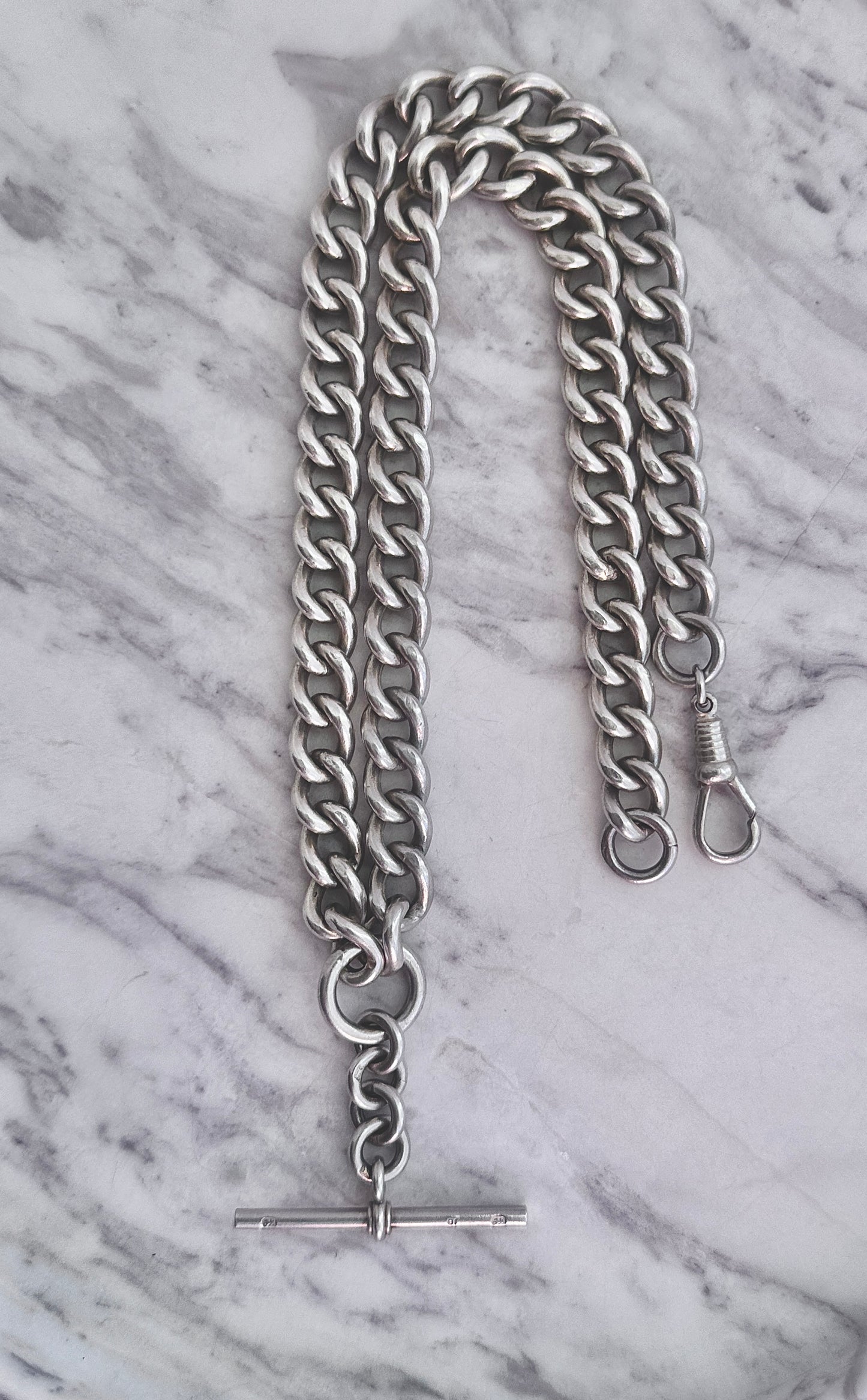 Substantial Vintage Sterling Silver Fob Chain