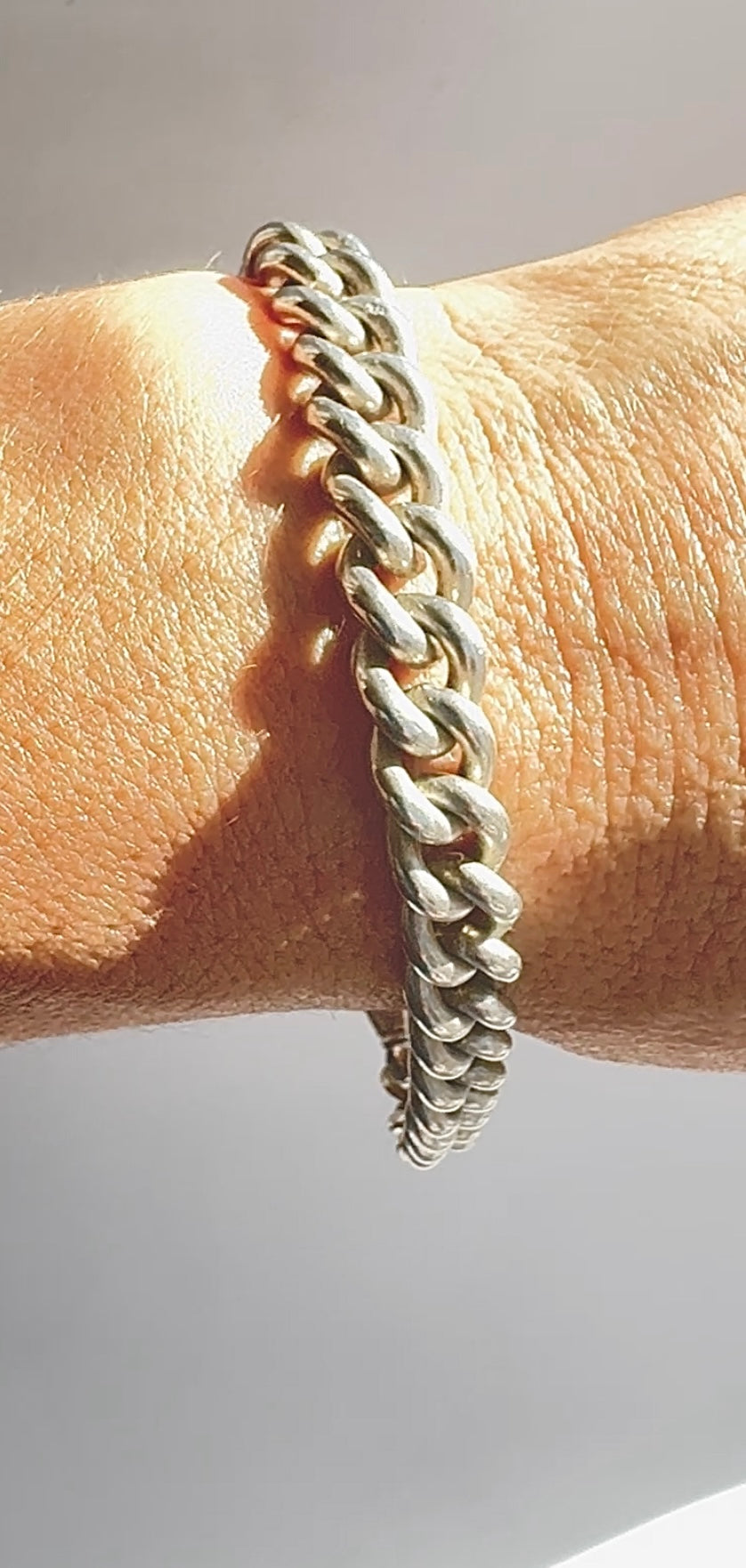 Vintage Curb Link Sterling Silver Fob Bracelet - No.1