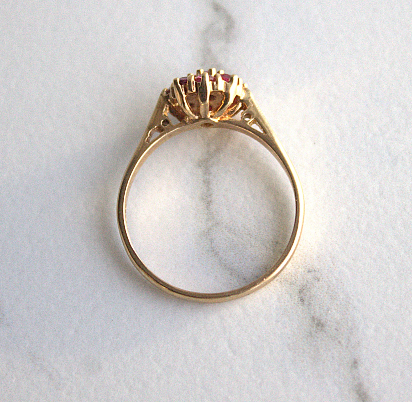 Vintage Ruby Flower Ring